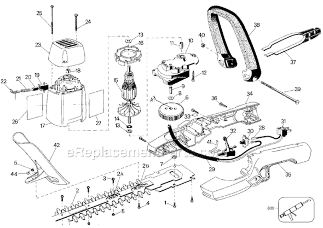 Page A Diagram and Parts List for 8118 Type 1 Black and Decker Hedge Trimmer